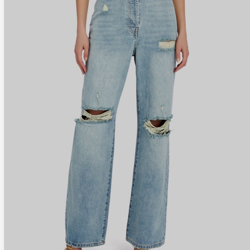 Ronny Kobo Light Blue Distressed Flare Jeans